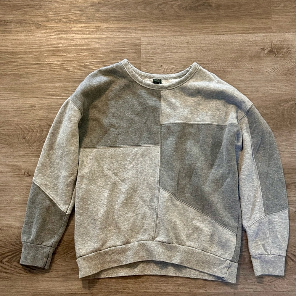 Wild Fable Gray Crewneck Patchwork Sweater